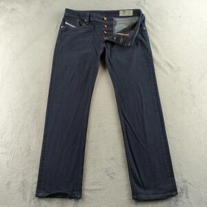 Diesel Larkee Jeans Mens 36x32 Blue Regular Straight Button Fly Stretch RM030